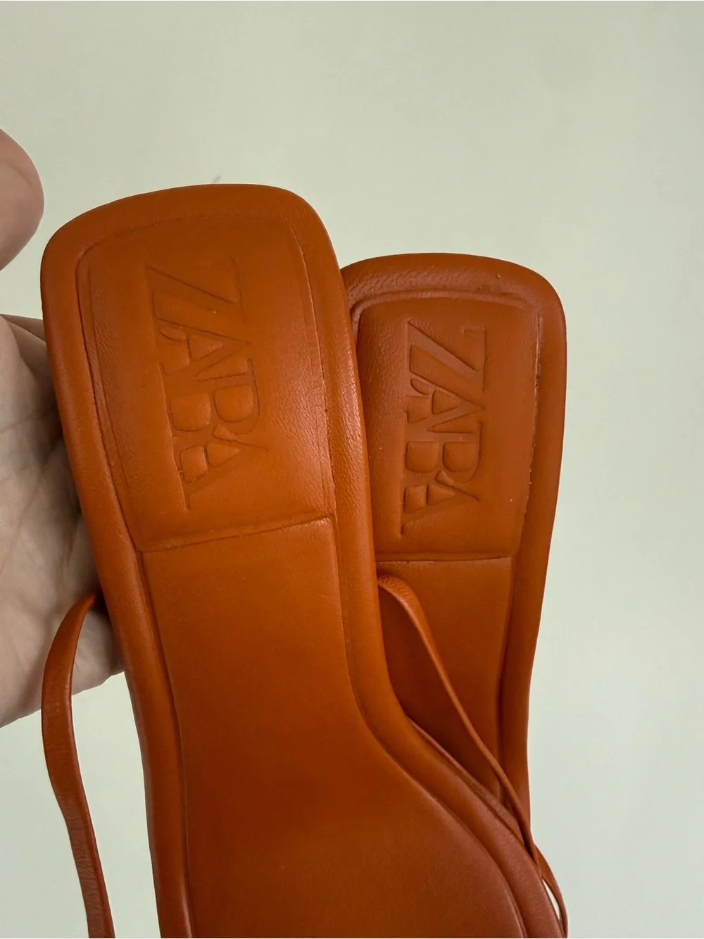 Zara Orange Strappy Lace-Up Goat Leather Heels Sandals Square Toe 38